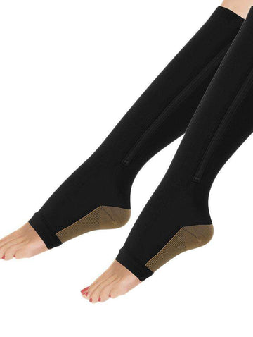 Buy the Women Slimming Zippered Compression Socks / Black / S/M. Shop Weight Loss Accessories Online - Kewlioo color_black