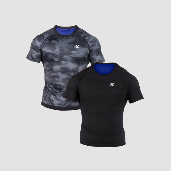 Conjunto de 2 Camisetas Sauna para Hombre - Negro y Gris Camuflaje photo #1