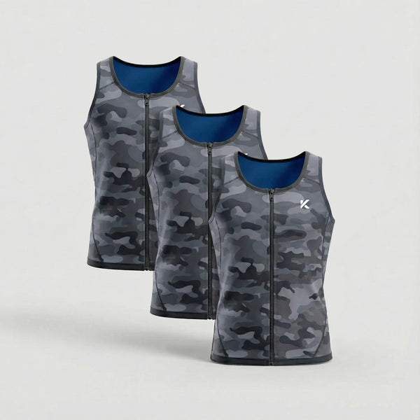 Men's Zipper Heat Trapping Sweat Vest 3-Pack Gray Camophoto #1