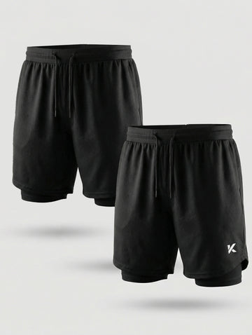 Men's Athletic Heat Trapping Sauna Shorts 2-pack Black