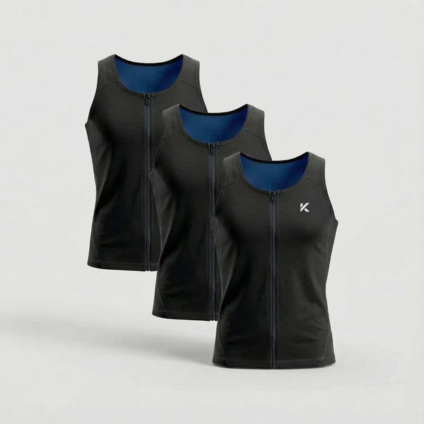 Men's Zipper Heat Trapping Sweat Vest 3-Pack Blackphoto #1