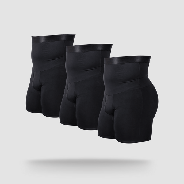 Pantalones cortos de compresión con faja para hombres, Paquete de 3, Negrosphoto #1