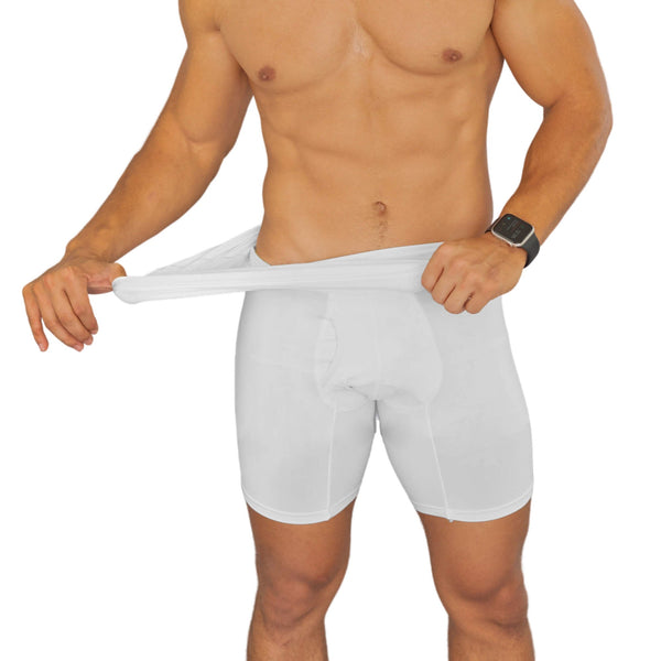 Pantalones cortos de compresión con faja para hombres, Paquete de 3, Color Blancophoto #3