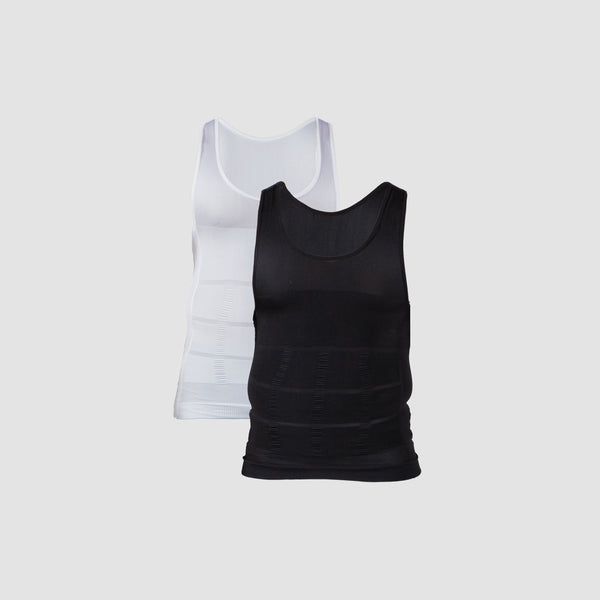 Men's Slimming Vest Invisible Tummy Shaper 2-Pack (White & Black)photo #1