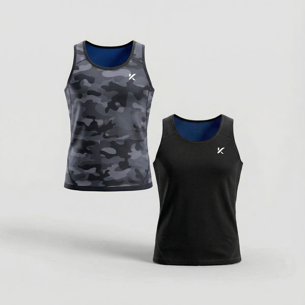 Men's Heat-Trapping Sweat Vest 2-Pack Black & Gray Camophoto #1