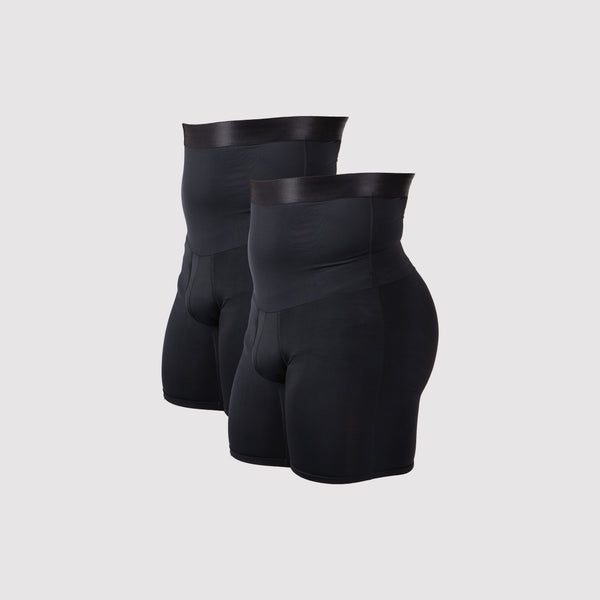 Pantalones cortos de compresión con faja para hombres, Paquete de 2, Negrosphoto #1