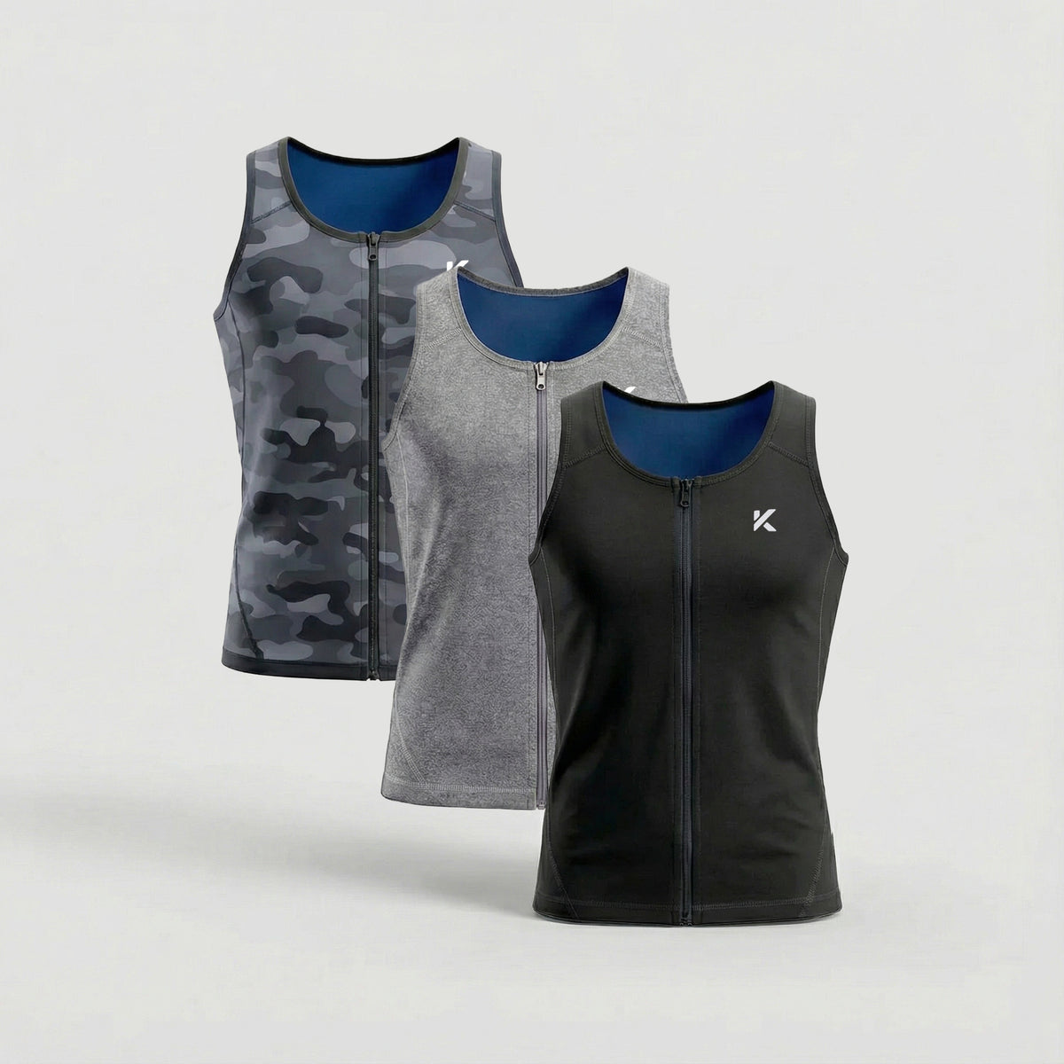 Men's Zipper Heat Trapping Sweat Vest 3-Pack Multicolor – Kewlioo