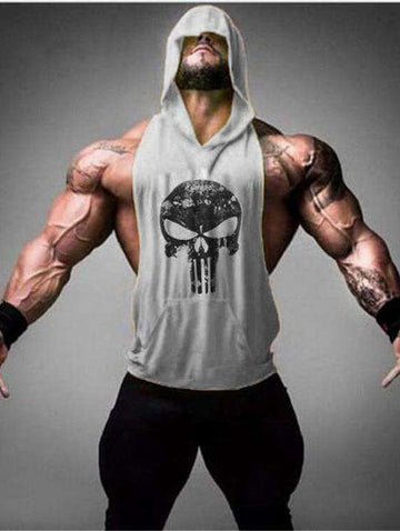 Buy the Hooded Skull Bodybuilding Tank Top. Shop tanks Online - Kewlioo color_white