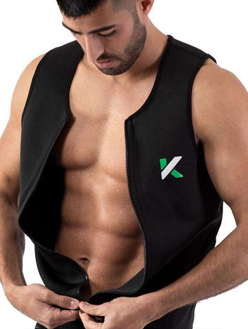 Buy the Men's Zipper Neoprene Sauna Vest. Shop Weight Loss Tops Online - Kewlioo color_black