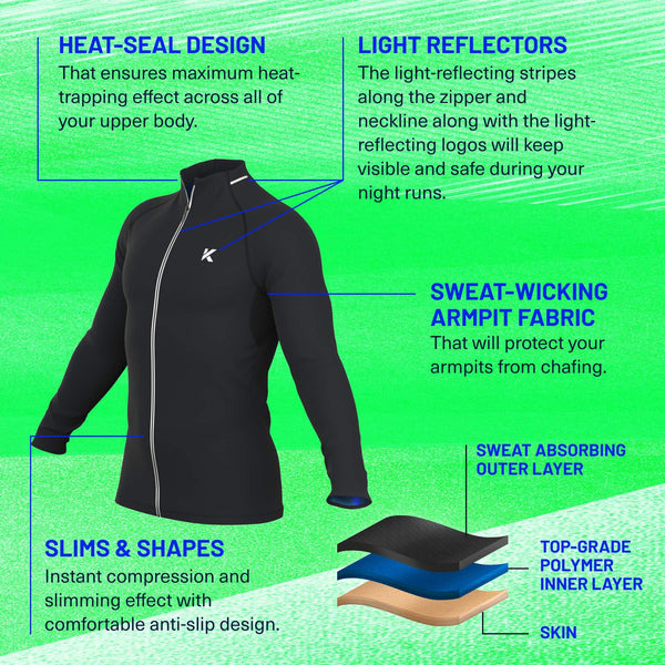 Kewlioo Pro Sauna Jacket for Men (Full/Half Zip) photo #5