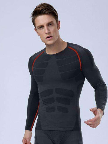 Buy the 2017 Men's Slimming Long Sleeve Compression T-shirt / Black/Red / L. Shop Compression Shirts Online - Kewlioo color_black-red