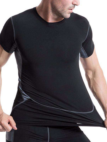 Buy the Men's Fitness Short-Sleeve Compression shirt / Black / XXL / China. Shop Compression Shirts Online - Kewlioo color_black