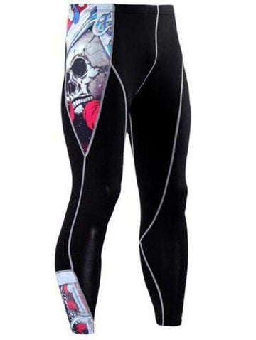 Buy the Men's Blackout Compression Pants / Skulls / S. Shop Compression Leggings Online - Kewlioo