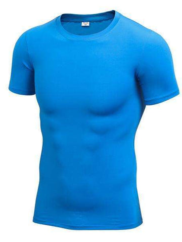 Buy the Men's Short-Sleeve Blank Workout Compression Rash Guard / Blue / L. Shop Compression Shirts Online - Kewlioo color_blue