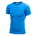 Buy the Men's Short-Sleeve Blank Workout Compression Rash Guard / Blue / L. Shop Compression Shirts Online - Kewlioo color_blue