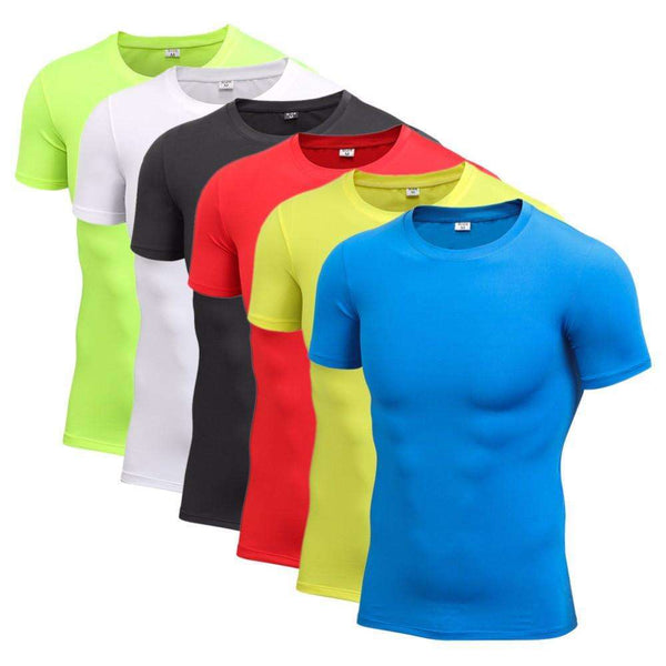 T-shirt de compression d'entraînement extensible à manches courtes pour hommes photo #2