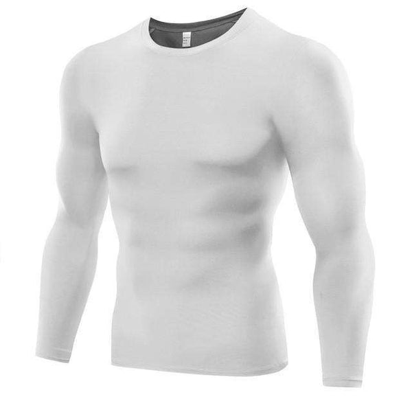 Rash Guard de compresión de entrenamiento en blanco de manga larga para hombres photo #5