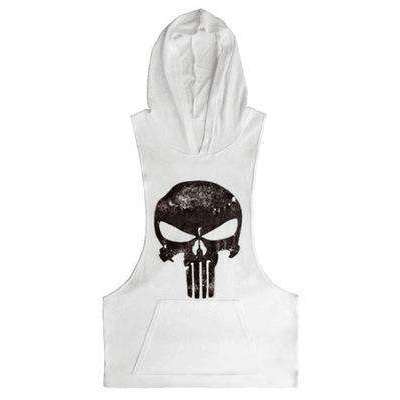 Camiseta sin mangas de culturismo con capucha y diseño de calaveraphoto #6