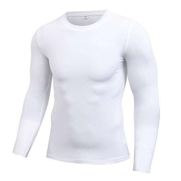 Camiseta de compresión de manga larga en blanco para hombres photo #2